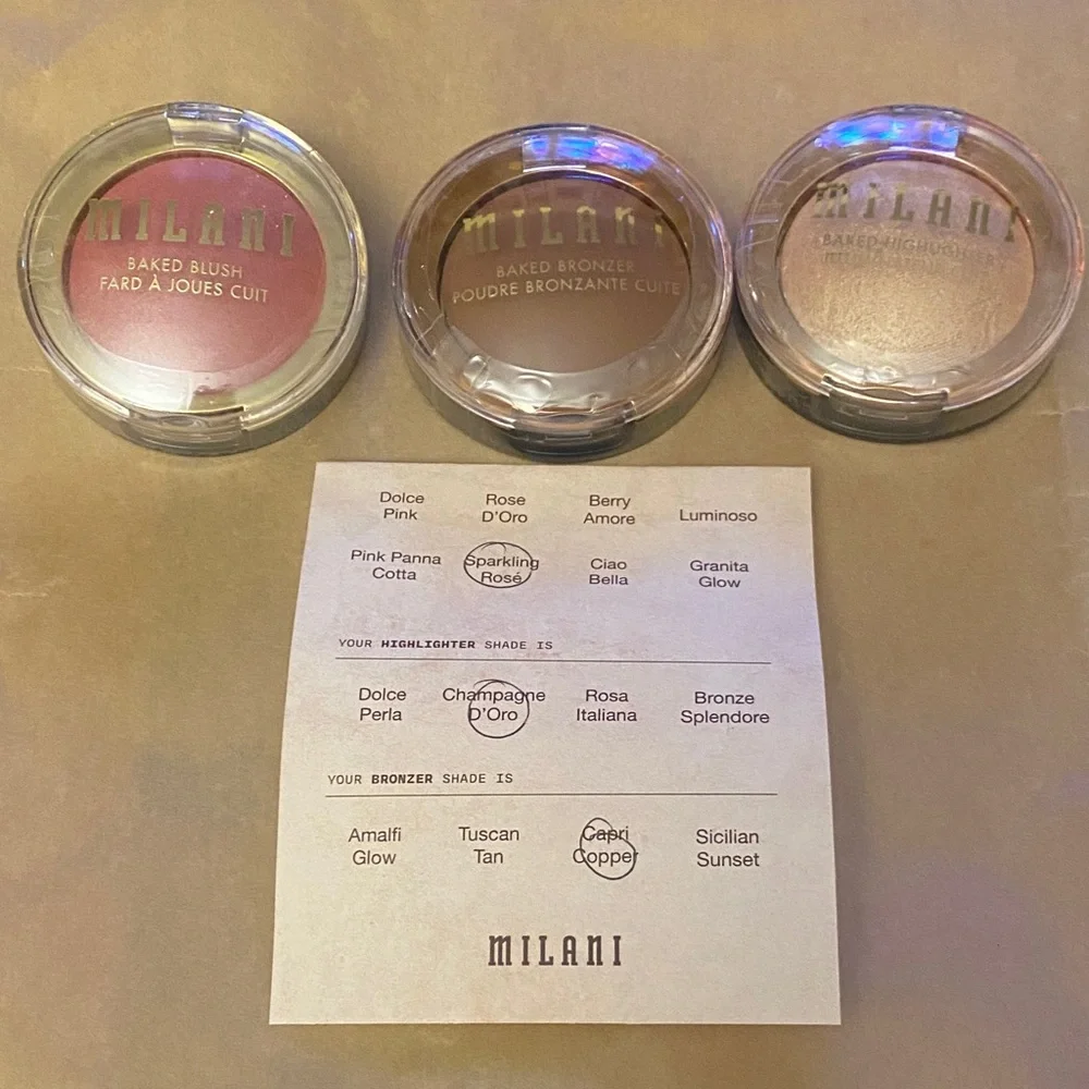 Milani baked collection: Blush, Highlighter & Bronzer